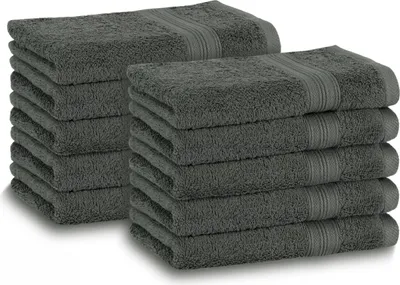 Produktbild von 10er Set Gästehandtücher, 100% Baumwolle, 30x50 cm, grau