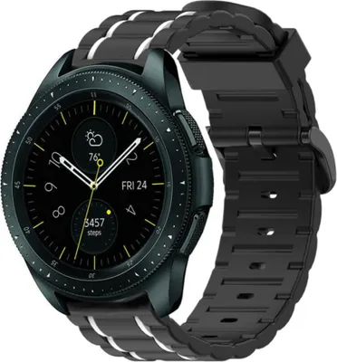 Produktbild von Strap-it Samsung Galaxy Watch 42mm Sport Schnallenarmband (Schwarz/Weiß)