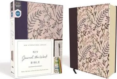 Produktbild von NIV, Journal the Word Bible, Cloth Over Board, Pink Floral, Red Letter Edition, Comfort Print