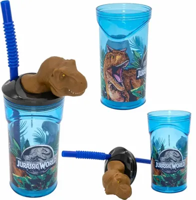 Produktbild von Jurassic World 3D Figur, mit Strohhalm, 7,5 x 7,5 x 23 cm,, POS