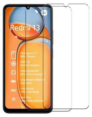 Immagine prodotto di 2x pellicola protettiva per Xiaomi Redmi 13 protezione dello schermo in vetro blindato del telefono cellulare