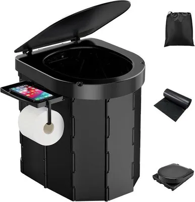 Imagen del producto de Inodoro portátil para camping - Diseño plegable - Capacidad de hasta 180 kg - Color