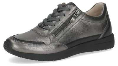 Produktbild von Caprice Damen Sneaker flach aus Leder mit Reißverschluss, Silber (Dk Grey Metal.), 40 EU