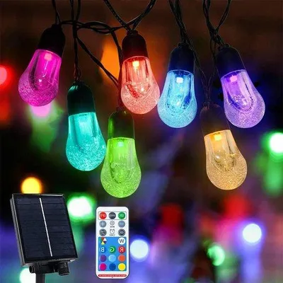 Obrázok produktu pre Solárne LED pouličné svietidlo, 5 m, 20 LED diód – vodotesné – s reguláciou jasu – s časovačom – 6 režimov – dekorácia na terasu a do záhrady