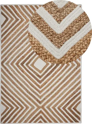 Produktbild von BELIANI Teppich Beige Jute Baumwolle 140 x 200 cm Kurzflor Handgewebt im rustikalen Stil Rechteckig