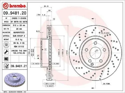 Image de 2x BREMBO 09.9481.21 disque de frein essieu avant