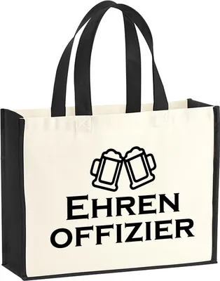 Produktbild von Huuraa Jutetasche Ehrenoffizier Schützenfest 21 Liter Black Jute und Baumwolle Einkaufstasche Geschenkidee