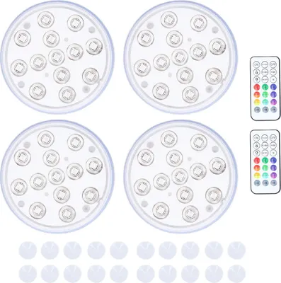 Produktbild von 4PCS Taucher -LED -Leuchten Eingrunde Pool IP68 Wasserfestes Fernbedienungssteuer unter Wasser mit Magneten Saugnäpfeln