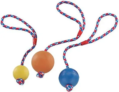 Produktbild von Nobby Vollgummi Ball mit Seil 7 cm farbig sortiert