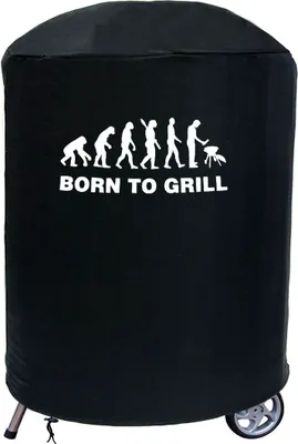 Produktbild von Delux Kugelgrill-Abdeckung, rund (59-69 cm x 90 cm), wasserdicht, BBQ-Schutz, Outdoor-Grill, Garten, Terrasse, Motiv Born To Grill,  [084]