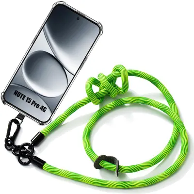 Image de Coque pour Xiaomi Redmi Note 15 Pro 4G, Anti-Rayures Transparente avec Bandoulière Verte