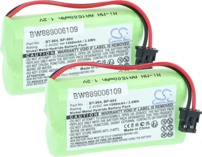 Produktbild von vhbw 2x Akku kompatibel mit AT&T 17, 50 schnurlos Festnetz Telefon (1500 mAh, 2,4 V, NiMH) Grün