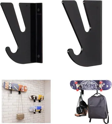 Produktbild von Skateboard Wandhalterung mit Ablagehaken - für Skateboards, Longboards und Snowboards