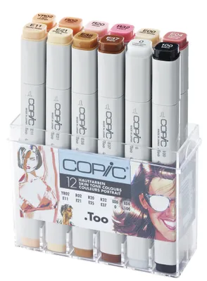 Obrázok produktu pre Copic Ciao Portrait Colours, 12 kusov, Viacfarebný, Hrot dláta / kefy, Kolo, Atrament na báze akrylu, Dospelý/Dieťa