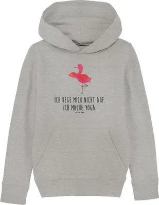 Produktbild von Mr. & Mrs. Panda Kinderpullover Flamingo Yoga 5-6 Jahre (110/116) - Heather Grey - Geschenk, Namaste, Kapuzenpulli, Yogi, Pullover, Kinderbekleidung, Pulli, Vogel, Hoodie