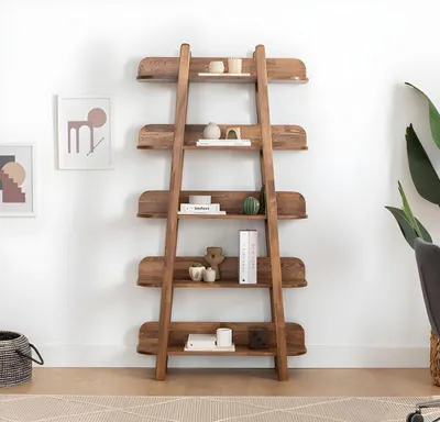 Produktbild von Dunkelbraues Bücherregal Wohnzimmer Designer Holz Möbel Ablageregale