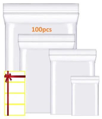 100 transparente Plastikbeutel, 18x25 cm, wiederverschließbar