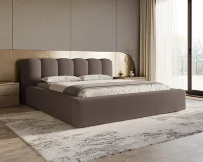 Produktbild von Chilly Möbel Design Bett Capri - Komfort Polsterbett mit Bettkasten, Metallrahmen, Stauraum und gepolstertem Kopfteil 200x200 cm / Bouclé / Braun
