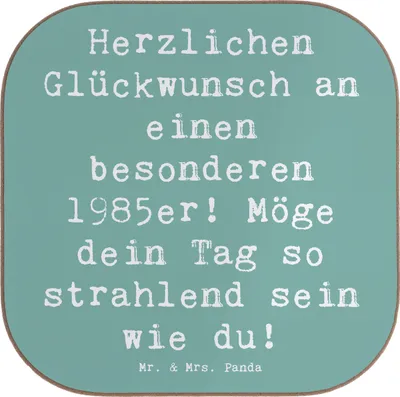 Produktbild von Mr. & Mrs. Panda Untersetzer für Gläser Spruch 1985 Geburtstag - Meeresbrise - Geschenk, Holzuntersetzer, Coaster, Geburtstagsglückwünsche, Geburtstagsgeschenk, Feier
