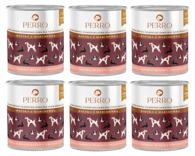 Zdjęcie produktu dla Mokra karma dla psów PERRO Kaczka z marchewką 6x800g