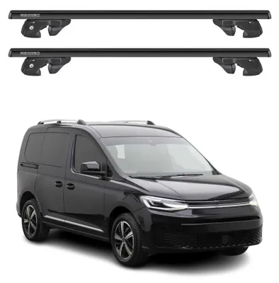 Produktbild von Dachträger Grundtäger für VW Caddy IV 2020-2026 Aluminium 90kg Schwarz 2tlg, KI-generiertes Bild