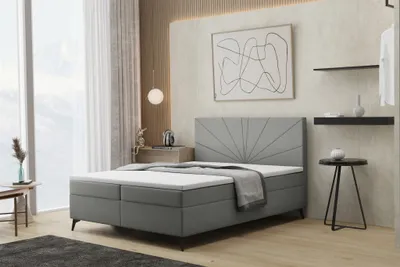 Produktbild von Boxspringbett Schlafzimmerbett PONCE 140x220cm in Stoff Riviera Grau
