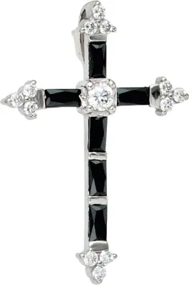 Produktbild von Kreuz - Anhänger mit Zirkonia schwarz-weiß 925 Silber Halsschmuck Damen