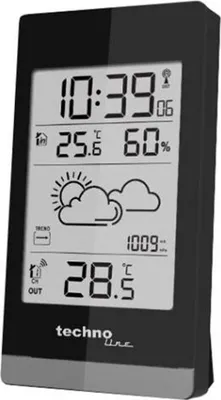 Produktbild von Technoline WS 9132, Schwarz, Silber, Innen-Hygrometer, Innen-Thermometer, Außen-Hygrometer, Außen-Thermometer, Hygrometer, Thermometer, Hygrometer, Thermometer, F, °C, 30 m
