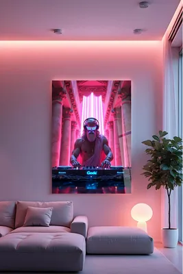 Produktbild von Wallity, Hhlneon0029 - 70 x 100, Dekorative Malerei aus gehärtetem Glas, Mehrfarbig, 100 % gehärtetes Glas, 70 x 100 cm