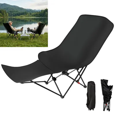 Produktbild von TRMLBE Faltbarer Mondstuhl mit Stahlrahmen, Wetterfestem Stoff und Seitentasche, Für Strand, Picknick und Camping Outdoor, Schwarz