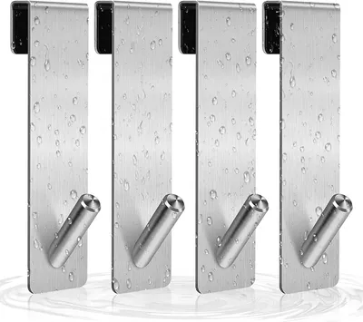 Productafbeelding van RVS douchedeurhaakjes, 4 stuks, 17,8 cm, voor handdoeken
