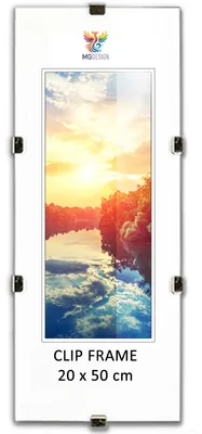 Produktbild von MG Design Cliprahmen 20 x 50 cm - rahmenloser Bilderrahmen mit Acrylglas & HDF Rückwand - für Fotos, Poster & Puzzle, vertikal & horizontal