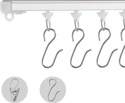 Produktbild von SucceBuy 3 m langes Vorhangschienen-Set für die Decke, selbstklebendes Schienensystem ohne Bohren für Raumteiler, Deckenmontage mit Haken und Beschlägen, für Wohnzimmer, weiß