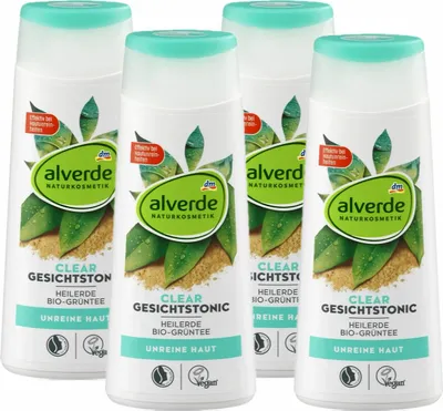 Produktbild von 4 x  alverde Naturkosmetik - Clear Gesichtstonic / Gesichtswasser (4 x 200 ml)