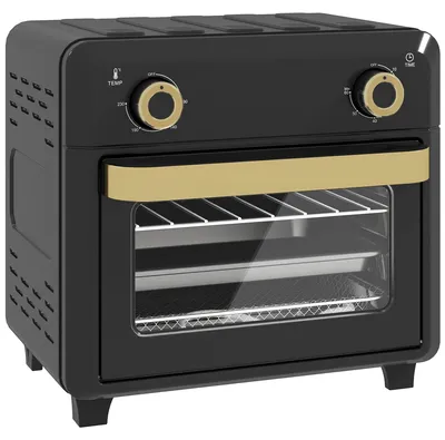 Produktbild von Minibackofen mit Umluft, Heißluftfritteuse, Timer, Innenbeleuchtung, 10L, Schwarz