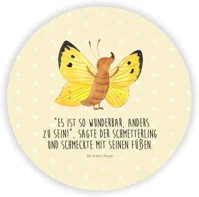 Produktbild von Mr. & Mrs. Panda Rund Magnet Schmetterling Zitronenfalter - Gelb Pastell - Geschenk, pinnwand, Lustige Sprüche, für kühlschrank, Fakt, Motivation, whiteboardmagnet, fotos