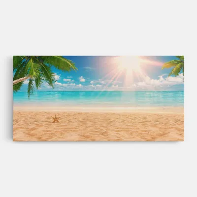 Produktbild von ARTHUB® Leinwandbild 50x100 cm, Exotic Beach Ocean | Wohnzimmerdekoration, Hängende Bilder, Wanddekoration, Heimdekoration, Landschaften, Strände
