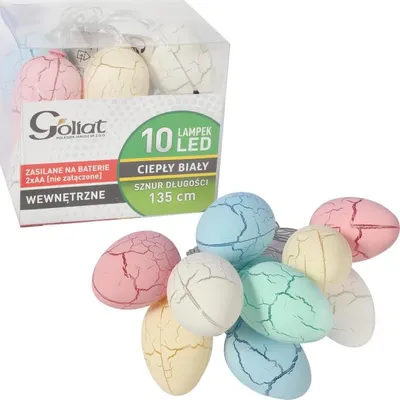 Zdjęcie produktu dla Girlanda Świetlna Wielkanocna z Jajek LED - Dekoracja Rustykalna 10Lamp, Kolorowe, Zasilanie Bateryjne