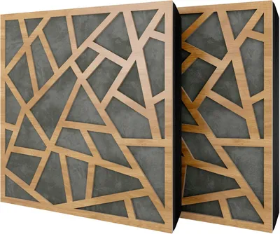 Obrázek produktu pro Balení po 2 kusech – akustický panel s velurovým potahem a montážní sadou | 50 x 50 x 5 cm | Absorpce, difúze, odraz a zvuková izolace | [SKYROSS – dub | šedá]