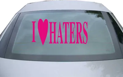 Produktbild von Indigos UG - Aufkleber Heckscheibe & Motorklappe DE6013 - pink - 600x285 mm - i Love haters - Auto Scheiben Fenster Heckklappe Tuning Racing JDM - Die cut