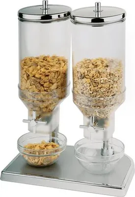 Produktbild von APS 11807 Cerealienspender FRESH+EASY, 2 Behälter aus Kunststoff (SAN) 4,5 Liter, Deckel aus Edelstahl, 22 x 35 m, Höhe 52 cm