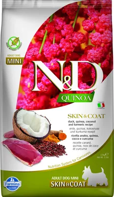 Produktbild von Farmina Pet Food N&D Quinoa, Adult, jede Rasse, Klein (5-10 kg), Kokosnuss, Ente, 2,5 kg