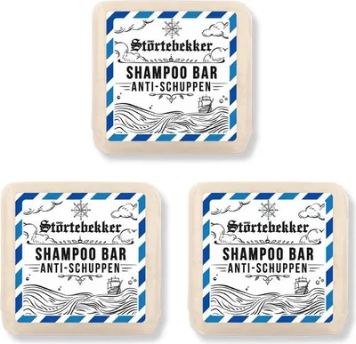 Produktbild von Störtebekker Festes Shampoo Anti-Schuppen 3x 100 g - Handgefertigtes, veganes Shampoo für Herren & Damen - Piroctone Olamine für langfristigen Effekt