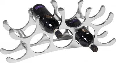 Produktbild von Wohnling Design Weinregal aus Aluminium Flaschenregal für 9 Flaschen Weinständer Metall Weinregal Silber Flaschenstän WL1.677