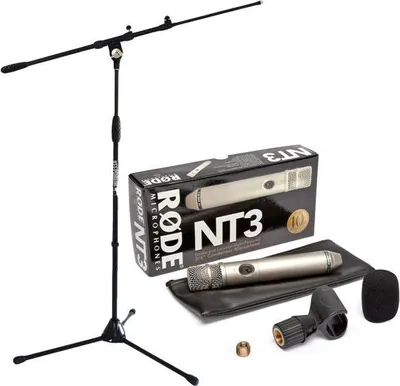 Produktbild von Rode NT3 Kondensatormikrofon mit Mikrofonstativ