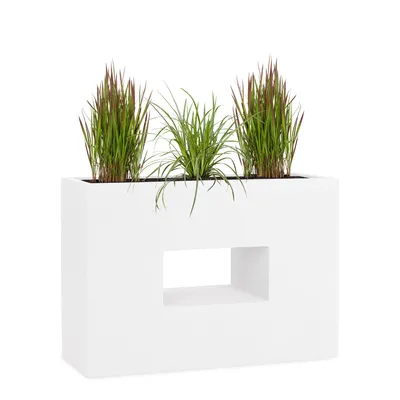 Produktbild von PFLANZWERK® Hochbeet Pflanzkübel VISTA 75cm WEISS Premium Blumenkübel Fiberglas Lotus-Effekt Fiberglas - Frostbeständig - Handgefertigt -