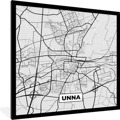 Produktbild von MuchoWow® Gerahmtes Poster Deutschland - Stadtplan - Unna - Karte 40x40 cm - Poster mit Schwarzem Bilderrahmen Wandposter Rahmen Foto Bilder - Mit Rahmen - Wanddekoration Schlafzimmer