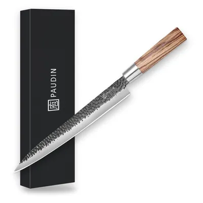 Produktbild von PAUDIN HB1 Küchenmesser - Fleisch- und Sushi-Messer japanischer Art 27,5 cm - Gehämmertes Klingenblatt - Ergonomischer Zebranoholzgriff
