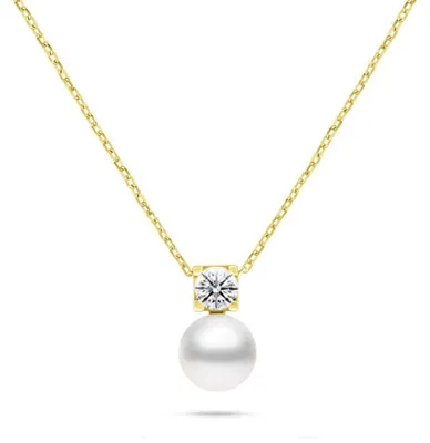 Immagine prodotto di Collana placcata oro con perla vera e zirconi cubici NCL212Y