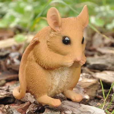 Produktbild von Detailgetreue Gartenfigur Maus wetterfest handbemalt Polyresin 9,5x6x8cm